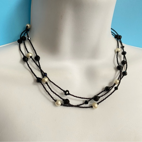 WHITE HOUSE BLACK MARKET Mini Seed Bead & Faux Pearls Triple Strand Necklace - Picture 1 of 9